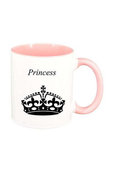 INOVATIX Personalized white mug, Princess, pink interior, D914, INOVATIX®. 330ml