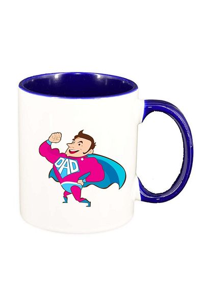 INOVATIX Cana alba personalizata, Super Dad, interior albastru inchis, D982, INOVATIX®. 330ml