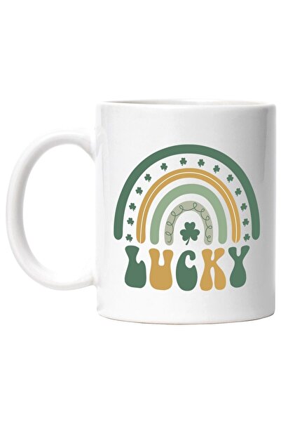 INOVATIX Cana alba personalizata, trifoi si cuvantul in limba engleza Lucky -...