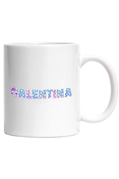 INOVATIX Personalized white mug, Name Valentina, Unicorn, Princess, Fairytale, Cute, INOVATIX®. 330ml