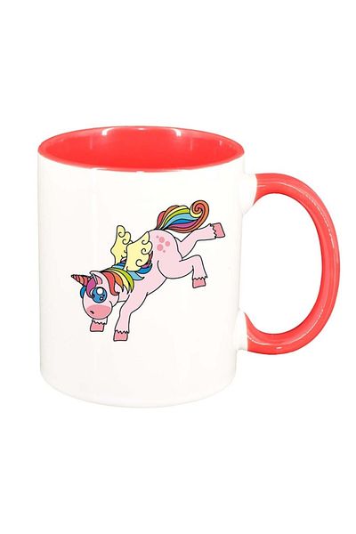 INOVATIX Personalized white mug, Unicorn, dark red interior, D971, INOVATIX®. 330ml