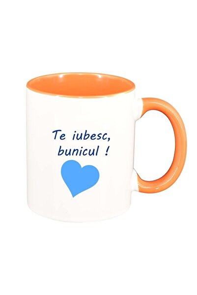 INOVATIX Cana alba personalizata, Te iubesc..., interior portocaliu, D1027, I...