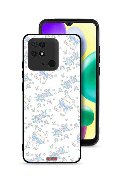 Tolwak غطاء حماية لهاتف شاومي ريدمي 10 سي مع أيقونة دب تيدي لطيف وزهور