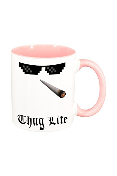 INOVATIX Cana alba personalizata, personalizata, Thug Life, interior roz, INO...