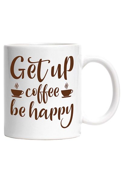 INOVATIX Personalized white mug, "Get up, coffee, be happy", INOVATIX®. 330ml