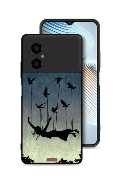Tolwak Xiaomi Poco M4 5G Protective Case Cover Birds Holding Fallen Girl