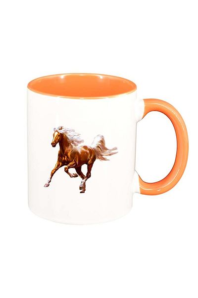 INOVATIX Personalized white mug, Horse, orange interior, D198, INOVATIX®. 330ml