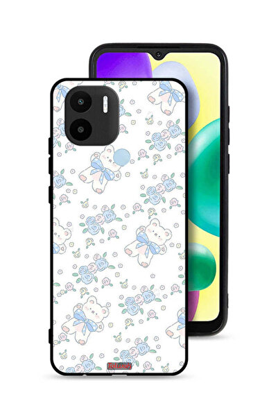 Tolwak غطاء حماية لهاتف شاومي ريدمي A1 بلس مع أيقونة دب تيدي لطيف وزهور