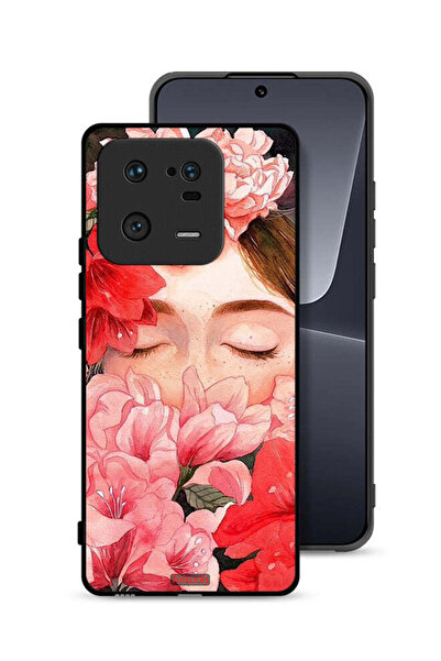 Tolwak غطاء حماية لهاتف Xiaomi 13 Pro بتصميم وجه فتاة مختبئة بين الزهور