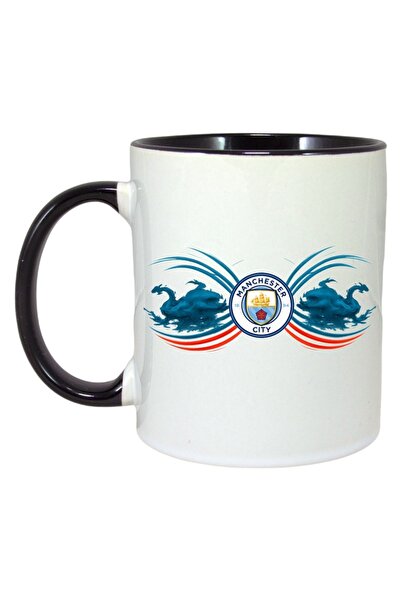 INOVATIX Εξατομικευμένη Λευκή Κούπα, Manchester City England, Μαύρη Λαβή και ...