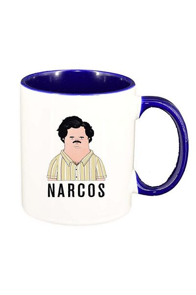 INOVATIX Cana alba personalizata, Narcos - Pablo Escobar, interior albastru inchis, D1342, INOVATIX®. 330ml