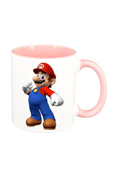 INOVATIX Personalized white mug, personalized, Mario, pink interior, INOVATIX®. 330ml
