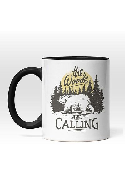 INOVATIX Personalized white mug, The Forest Calls You,, Black, Gold, INOVATIX®. 330ml
