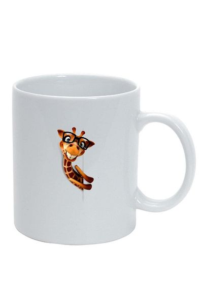 INOVATIX Personalized white mug, Giraffe, white, D275, INOVATIX®. 330ml