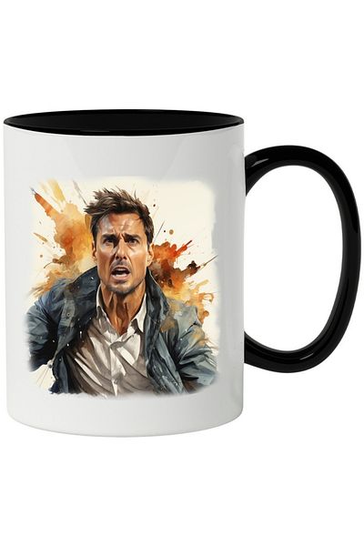 INOVATIX Personalized white mug, Tom Cruise, Actor, Celebrity, Artist, with Black Handle, INOVATIX®. 330ml