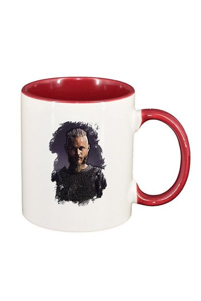 INOVATIX Personalized white mug, Vikings, dark red interior, D1437, INOVATIX®. 330ml