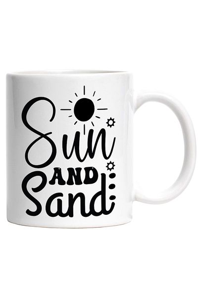 INOVATIX Personalized white mug, English inscription Sun and sand - sun and sand at the beach, INOVATIX®. 330ml