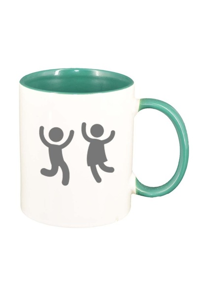 INOVATIX Персонализирана бяла чаша, Фигура, зелена вътрешност, D264, INOVATIX...