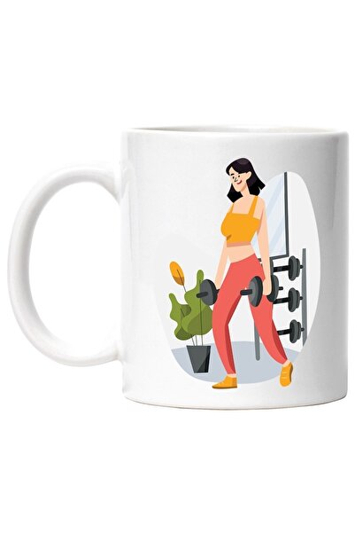 INOVATIX Cana alba personalizata, Fitness, Greutati, Gym, Sport, Sala, Ghiveci, INOVATIX®. 330ml