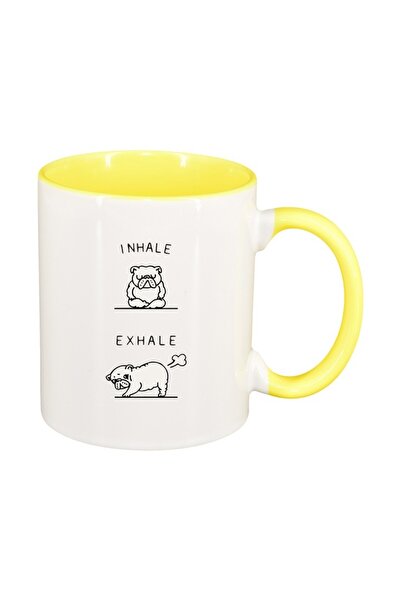 INOVATIX Cana alba personalizata, Inhale exhale, interior galben, D1451, INOV...