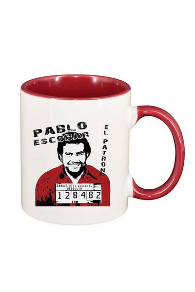 INOVATIX Personalized white mug, Narcos - Pablo Escobar, dark red interior, D1344, INOVATIX®. 330ml