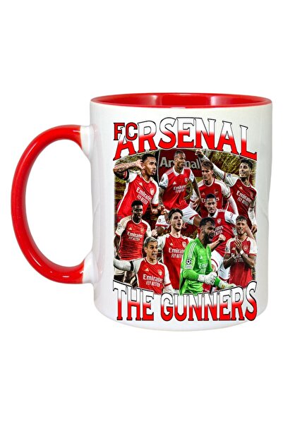 INOVATIX Cana Alba Personalizata, Arsenal The Gunners Team, Maner Si Interior Rosu, ®. 330ml