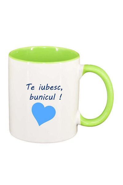 INOVATIX Personalized white mug, I love you..., light green interior, D1027, INOVATIX®. 330ml
