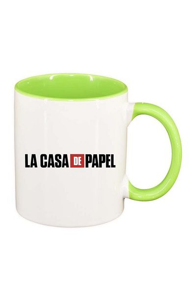 INOVATIX Personalized white mug, La Casa De Papel, light green interior, D1305, INOVATIX®. 330ml