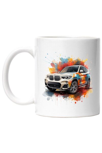 INOVATIX Cana alba personalizata, Masina, Brand, BMW, Splash, Acuarela, Vopse...