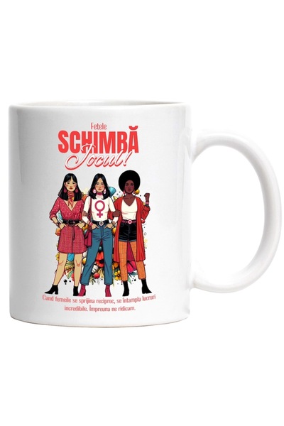 INOVATIX Cana alba personalizata, Trei Femei Puternice Motivational Fetele Sc...