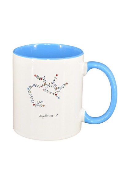 INOVATIX Cana alba personalizata, Zodiac, Sagittarius, interior albastru, D13...