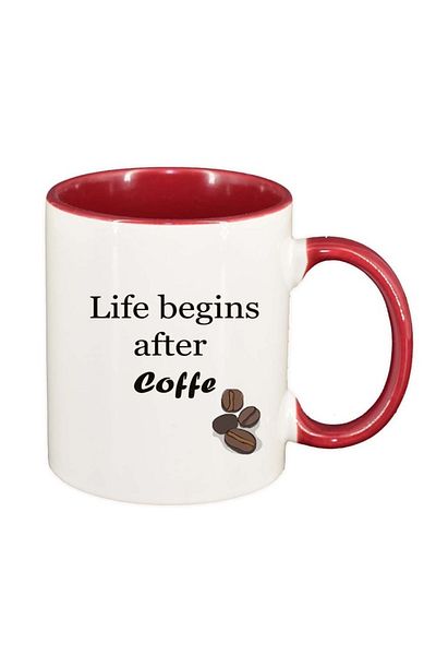 INOVATIX Personalized white mug, Coffee love, red interior, D1033, INOVATIX®. 330ml