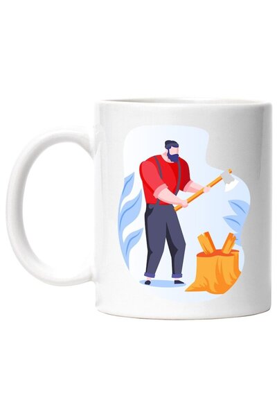 INOVATIX Cana alba personalizata, Topor, Lemne, Fes, INOVATIX®. 330ml