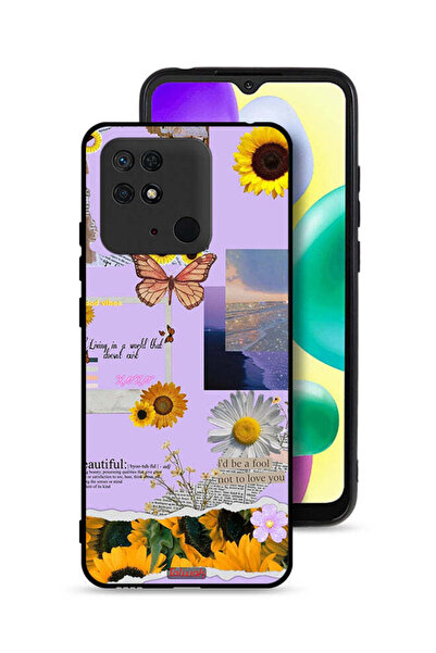 Tolwak Xiaomi Redmi 10C Protective Case Cover Beautiful Sunflower Stickers