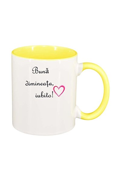 INOVATIX Cana alba personalizata, Buna dimineata..., interior galben, D1030, ...