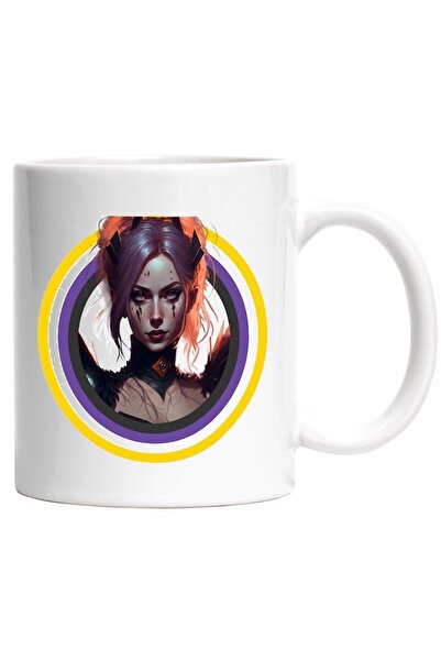 INOVATIX Cana alba personalizata, Femeie, Fantasy, Par Colorat, Magie, Razboi...