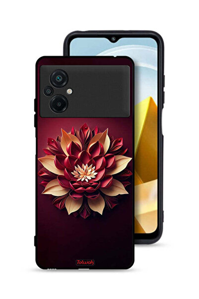 Tolwak Xiaomi Poco M5 4G Protective Case Cover Flower Abstract Design