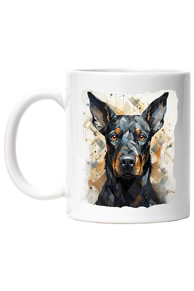 INOVATIX Personalized white mug, Purebred Dog, Doberman, Mosaic, Geometric, INOVATIX®. 330ml