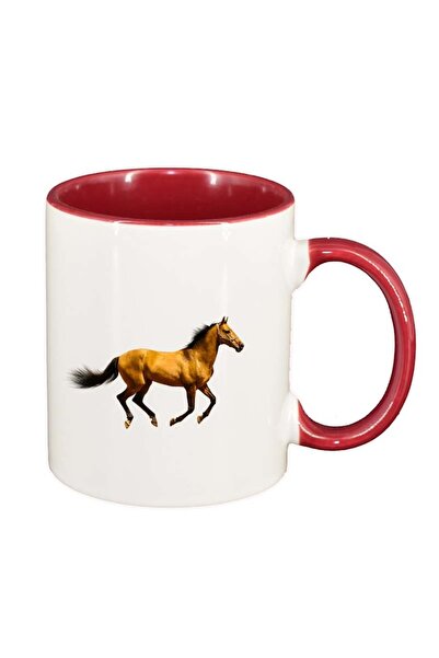 INOVATIX Персонализирана бяла чаша, Кон, червена вътрешност, D197, INOVATIX®....