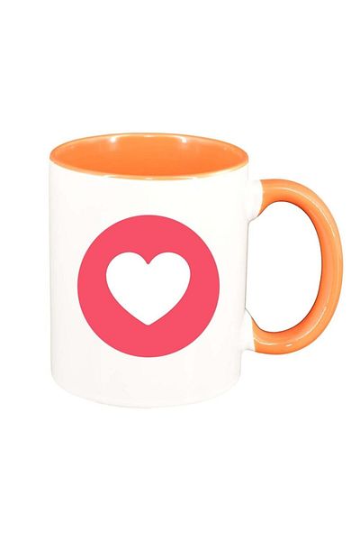 INOVATIX Personalized white mug, Love, orange interior, D328, INOVATIX®. 330ml