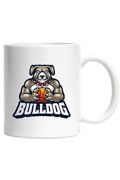 INOVATIX Personalized white mug, Bulldog Message, Basketball, Emblem, Ball, Sport, Collar, INOVATIX®. 330ml