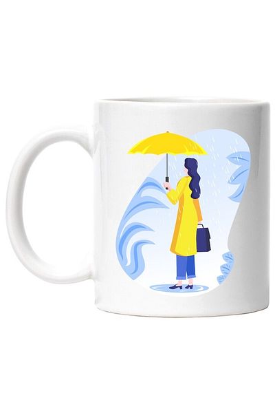 INOVATIX Personalized white mug, Briefcase, Umbrella, Rain, INOVATIX®. 330ml