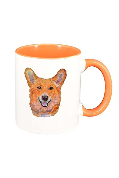 INOVATIX Cana alba personalizata, Drawn Dog, interior portocaliu, D1001, INOV...