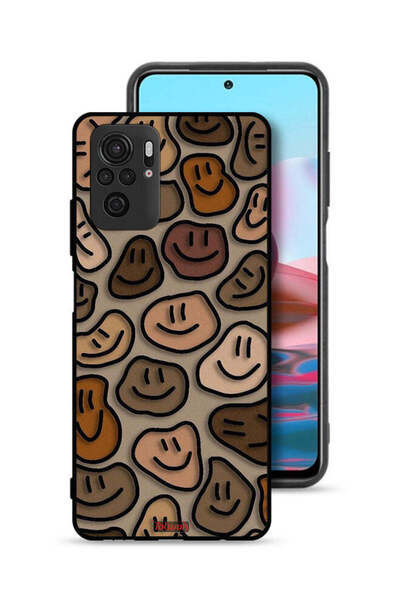 Tolwak Xiaomi Redmi Note 10 4G Protective Case Cover Smiley Faces Art