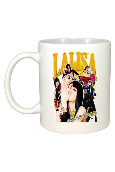 INOVATIX Cana Alba Personalizata, Formatia/trupa Lalisa, Maner Si Interior Alb, ®. 330ml