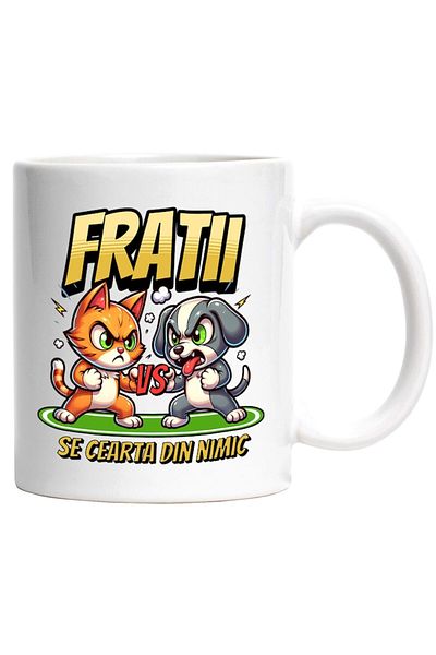 INOVATIX Personalized white mug, Cat and Dog War Brothers Argue Over Nothing, INOVATIX®. 330ml