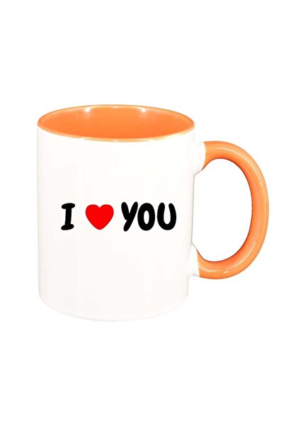 INOVATIX Cana alba personalizata, Love, interior portocaliu, D392, INOVATIX®....