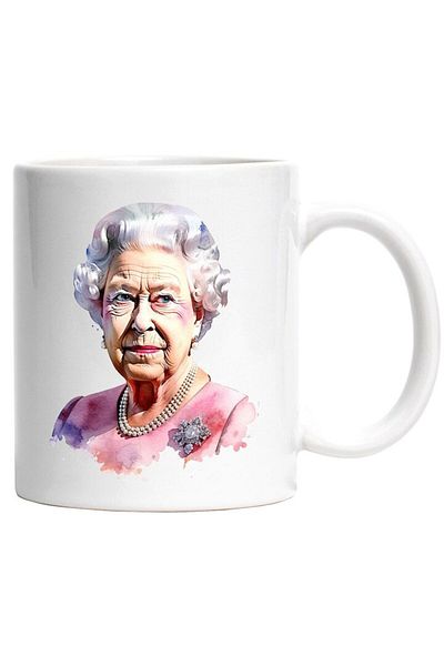 INOVATIX Personalized white mug, Queen of Great Britain, Elizabeth II, Historical Person, INOVATIX®. 330ml
