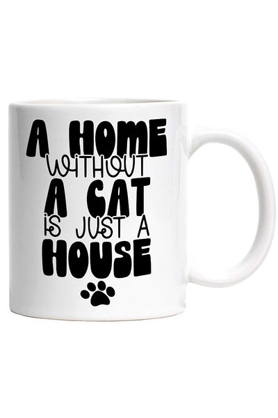 INOVATIX Personalized white mug, A home without a cat is just a house - feline, INOVATIX®. 330ml