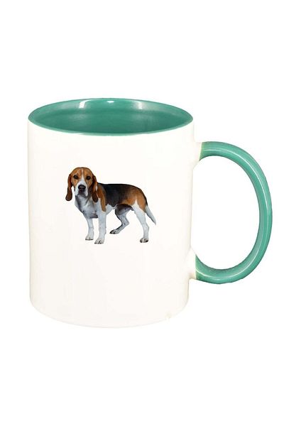 INOVATIX Personalized white mug, Dog, green interior, D348, INOVATIX®. 330ml
